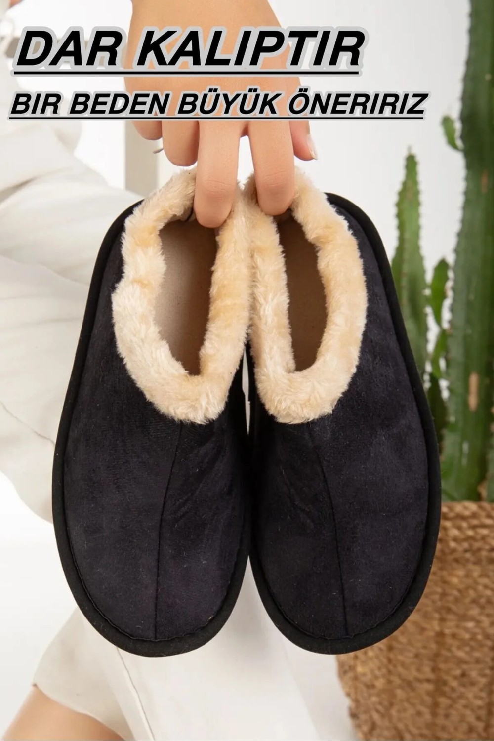 Slipcat Unisex Kışlık Ev Pandufu Peluş İçi Yünlü Konforlu Desenli Panduf