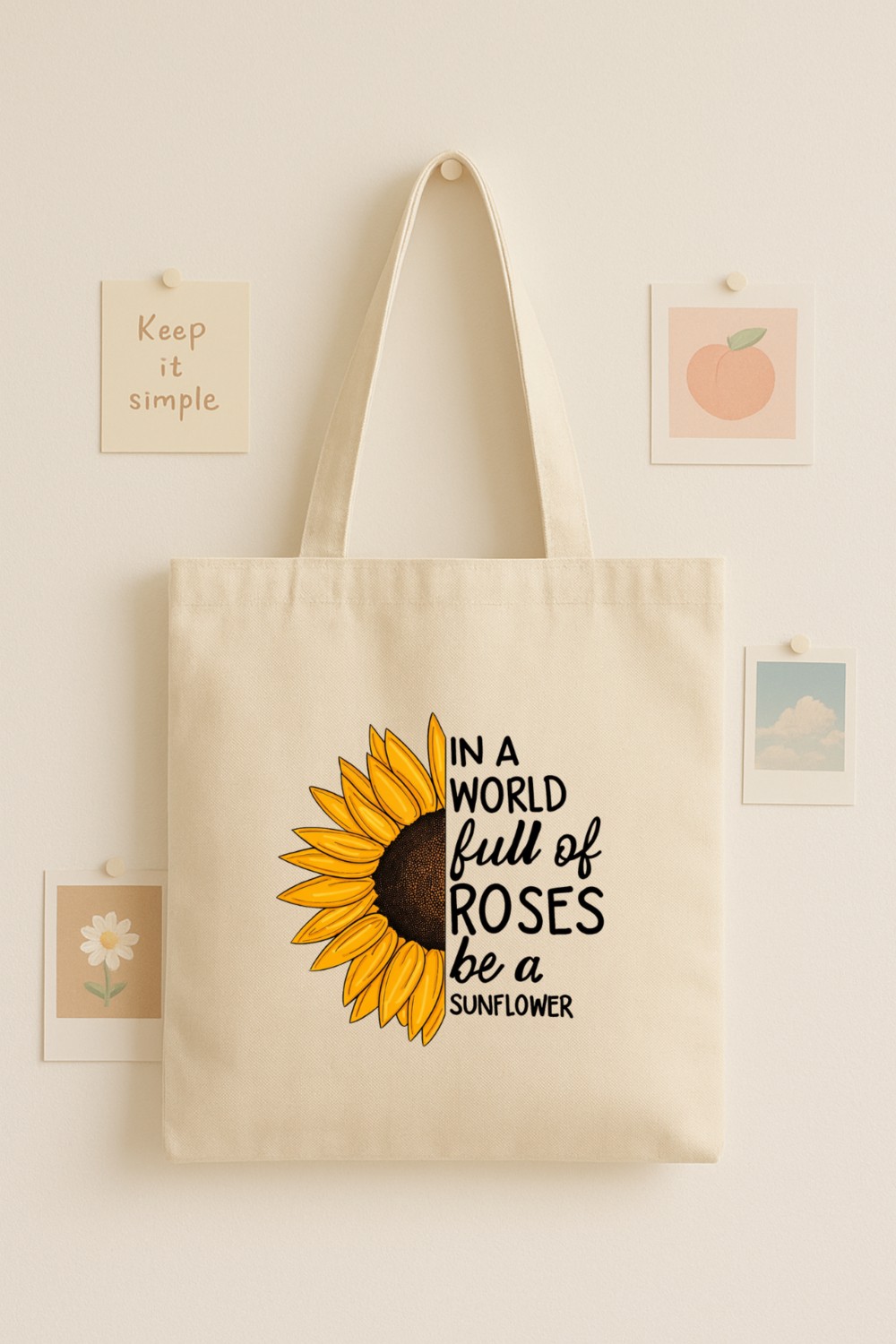 Maki Craft SunFlower Baskılı Yazılı Bez Çanta –tote Bag