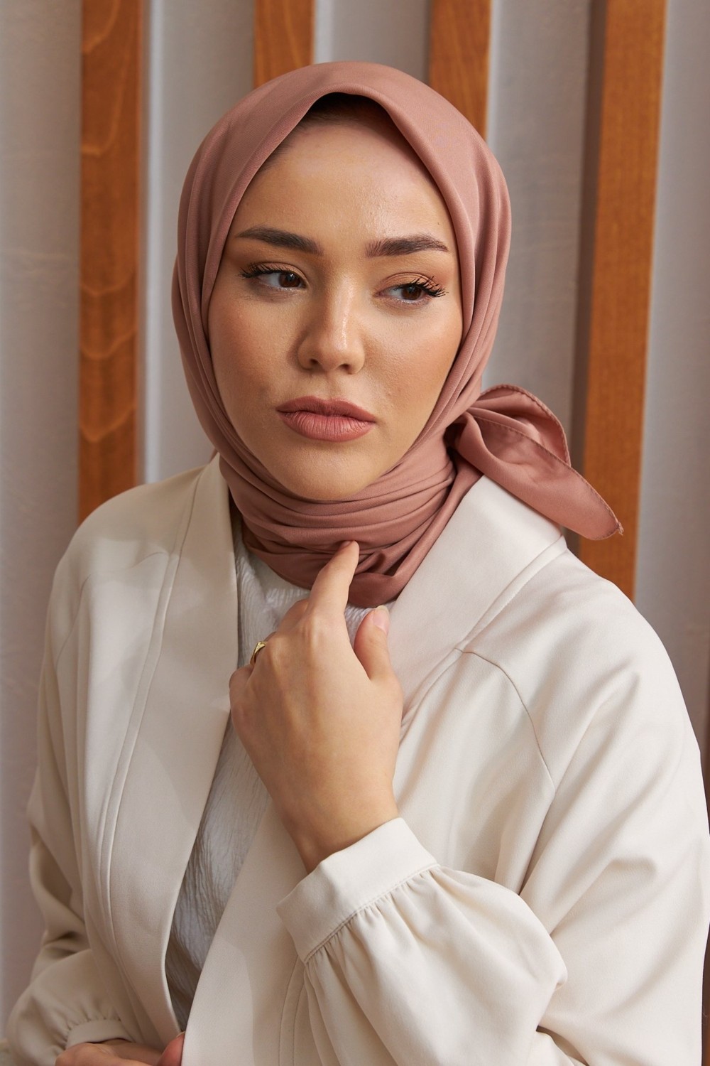 Silk Home Düz Renk Twill Eşarp görsel 5
