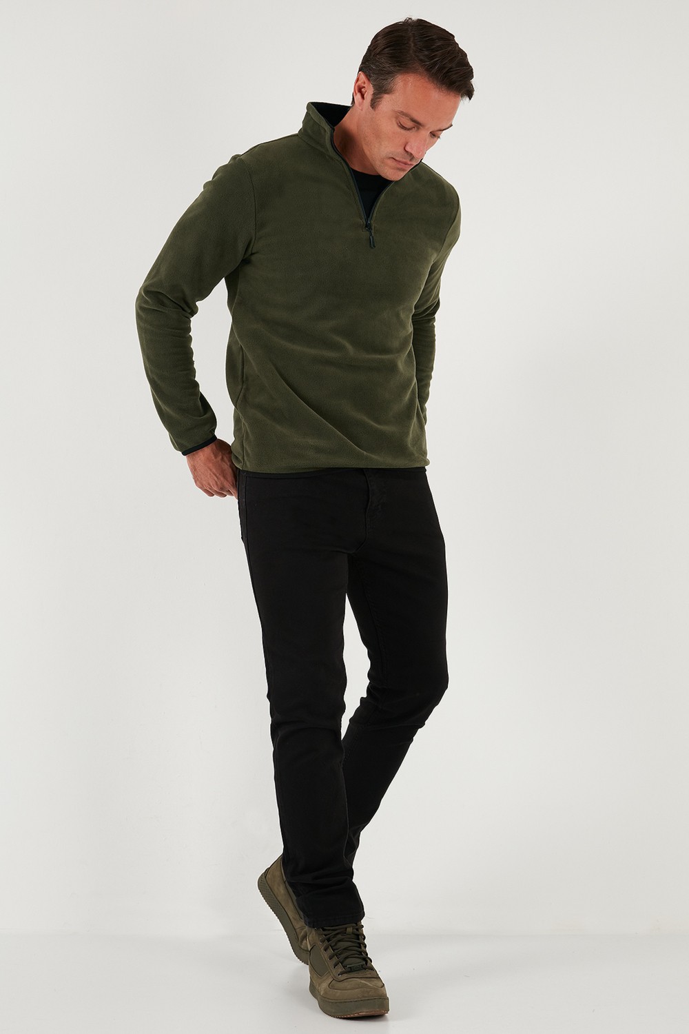 Buratti Slim Fit Yarım Fermuarlı Dik Yaka Soğuk Geçirmez Polar Erkek POLAR 5906003 görsel 2