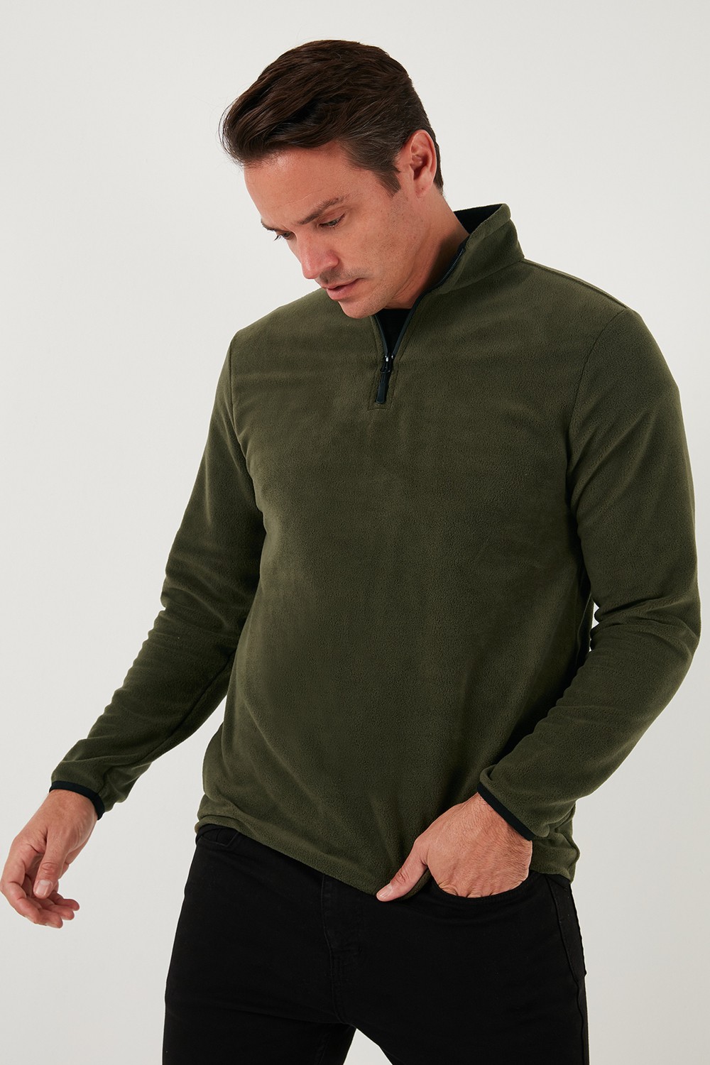 Buratti Slim Fit Yarım Fermuarlı Dik Yaka Soğuk Geçirmez Polar Erkek POLAR 5906003 görsel 3