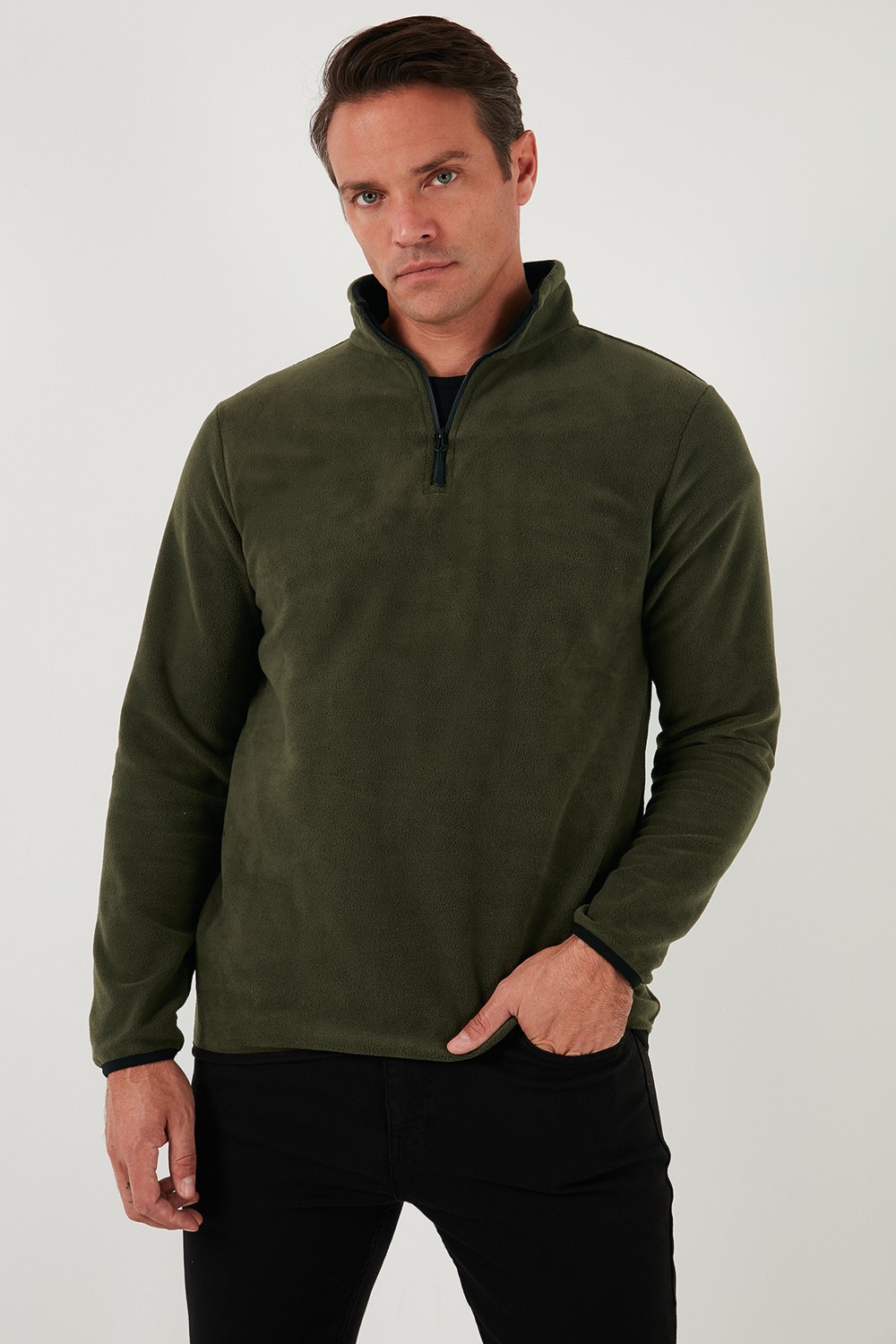 Buratti Slim Fit Yarım Fermuarlı Dik Yaka Soğuk Geçirmez Polar Erkek POLAR 5906003 görsel 4