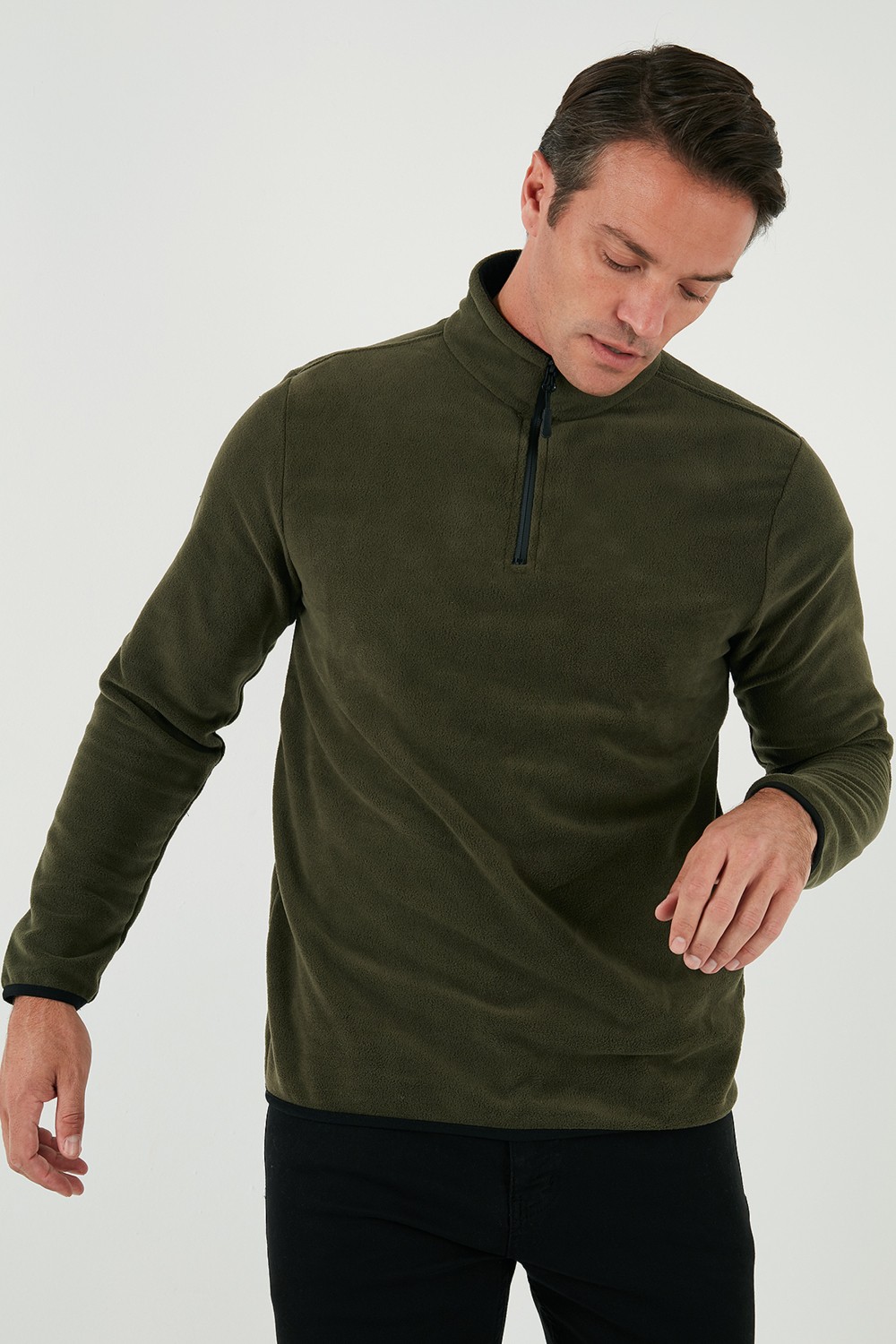 Buratti Slim Fit Yarım Fermuarlı Dik Yaka Soğuk Geçirmez Polar Erkek POLAR 5906003 görsel 5
