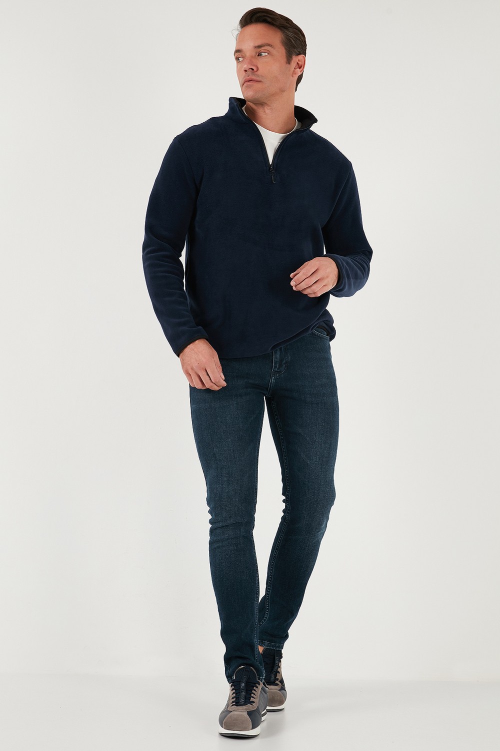 Buratti Slim Fit Yarım Fermuarlı Dik Yaka Soğuk Geçirmez Polar Erkek POLAR 5906003 görsel 8