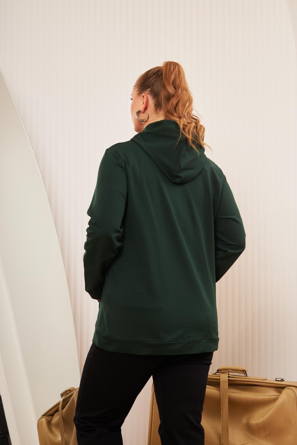 Rmg Kapşonlu Büyük Beden Sweatshirt Zümrüt1 görsel 5