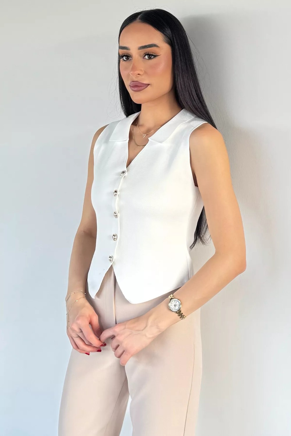 Gülseli Kadın Triko Yelek P-00020202 görsel 6