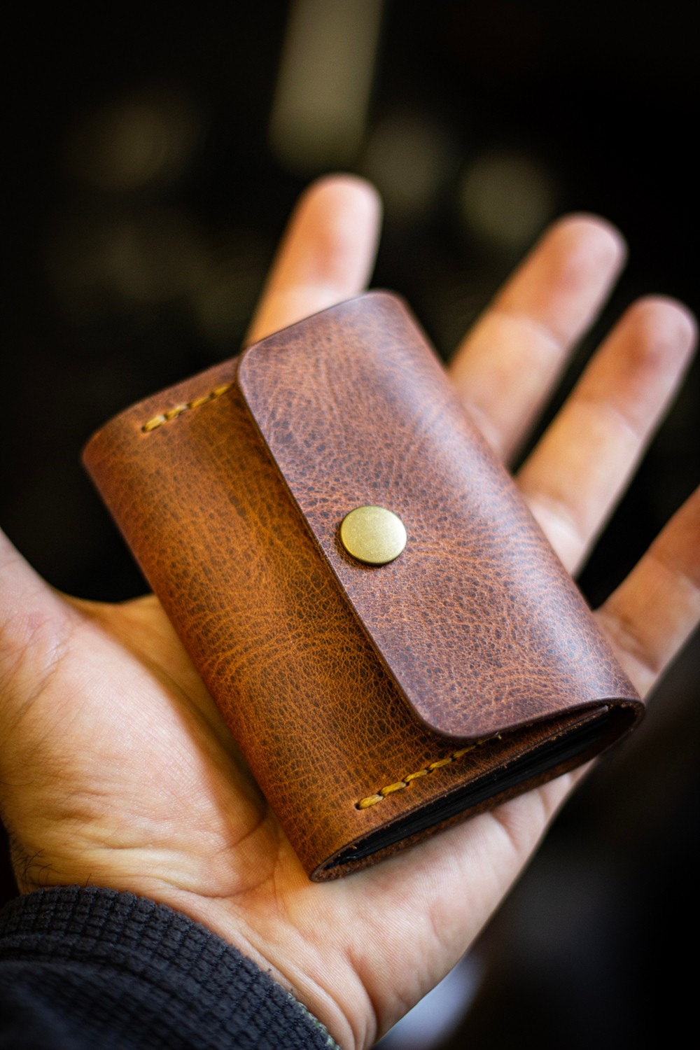 Hi Leather Nerio Hakiki Deri Kartlık, Akordeon Bölmeli, El Yapımı, Kişiye Özel Isim Yazılı görsel 2