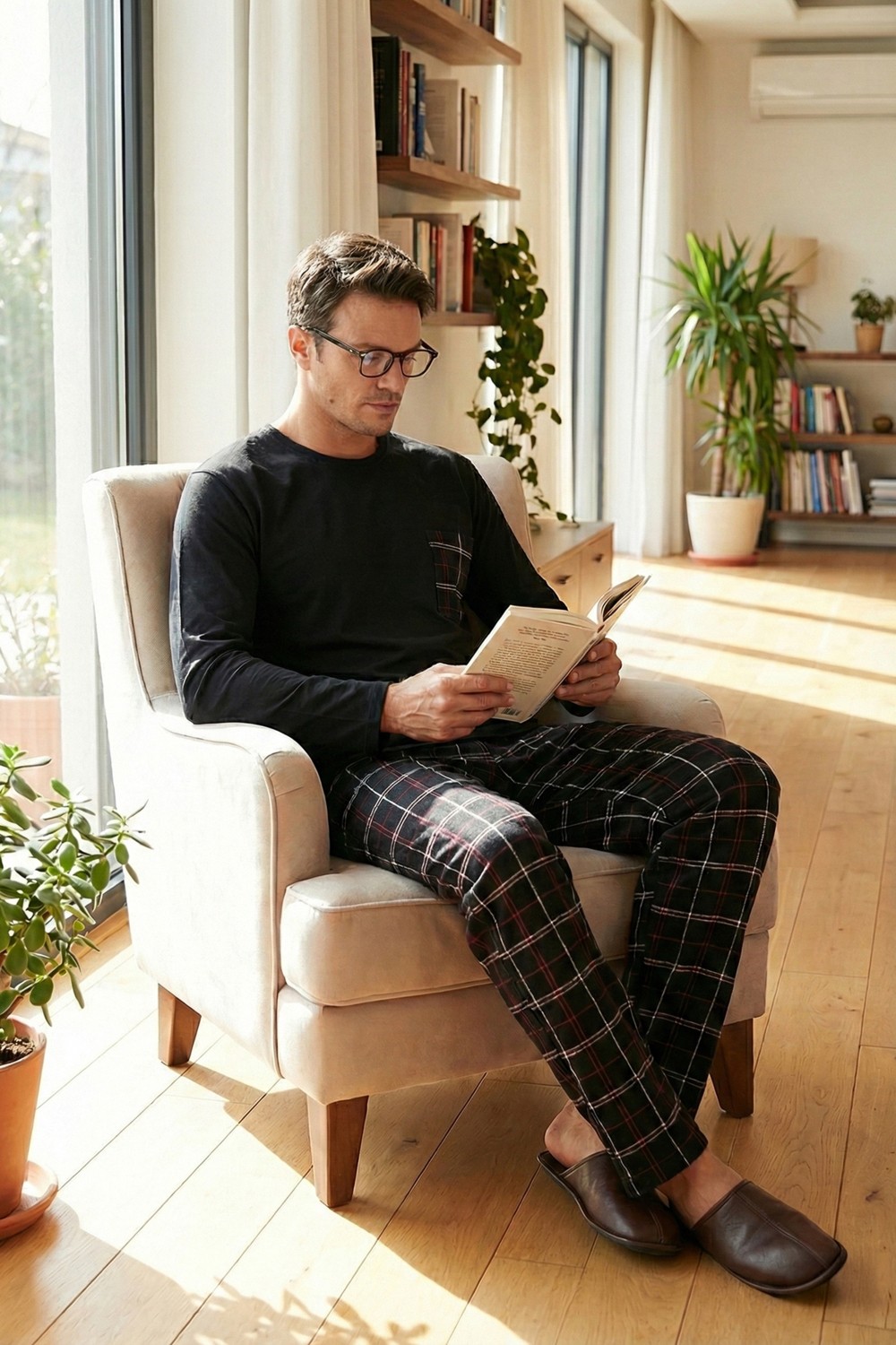 Buratti Ekoseli Cepli Beli Lastikli % 100 Pamuk Regular Fit Pijama Takımı Erkek Pijama Takımı 6572001