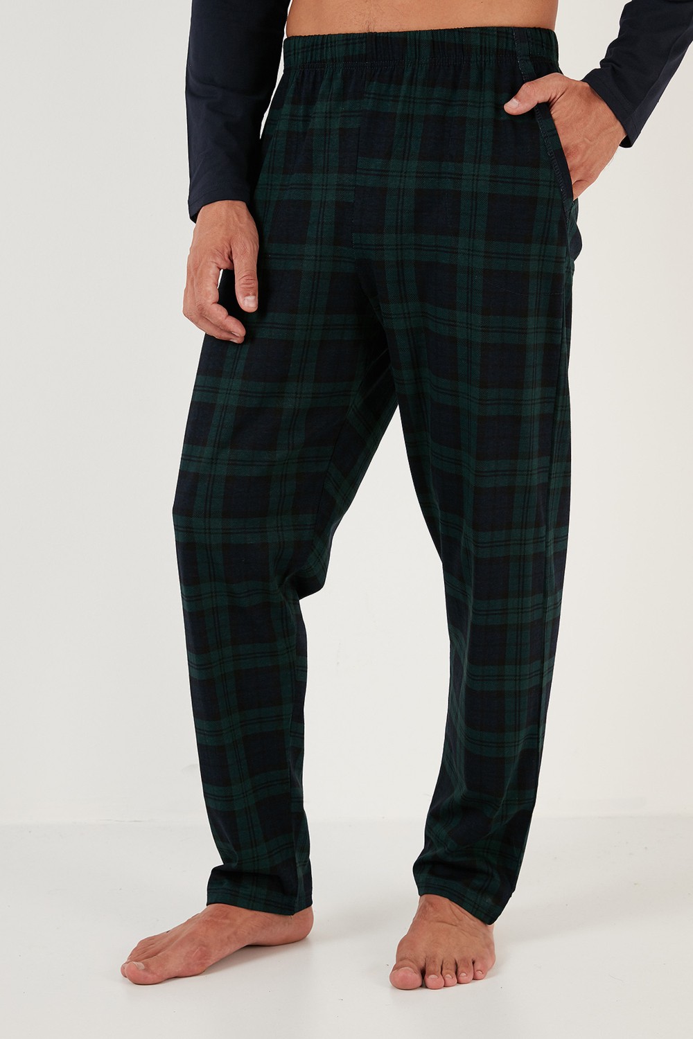 Buratti Ekoseli Cepli Beli Lastikli % 100 Pamuk Regular Fit Pijama Takımı Erkek Pijama Takımı 6572001 görsel 4