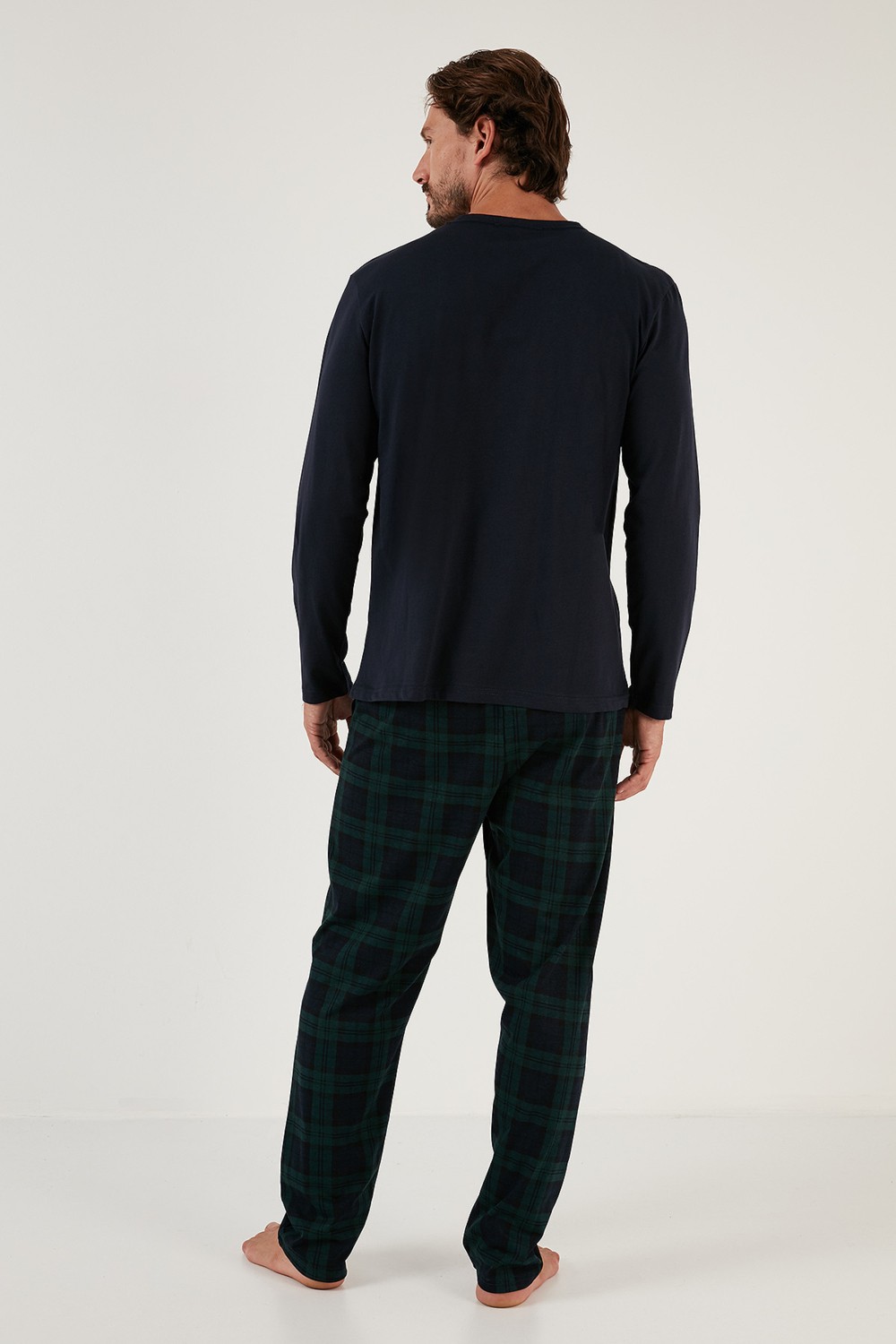 Buratti Ekoseli Cepli Beli Lastikli % 100 Pamuk Regular Fit Pijama Takımı Erkek Pijama Takımı 6572001 görsel 5