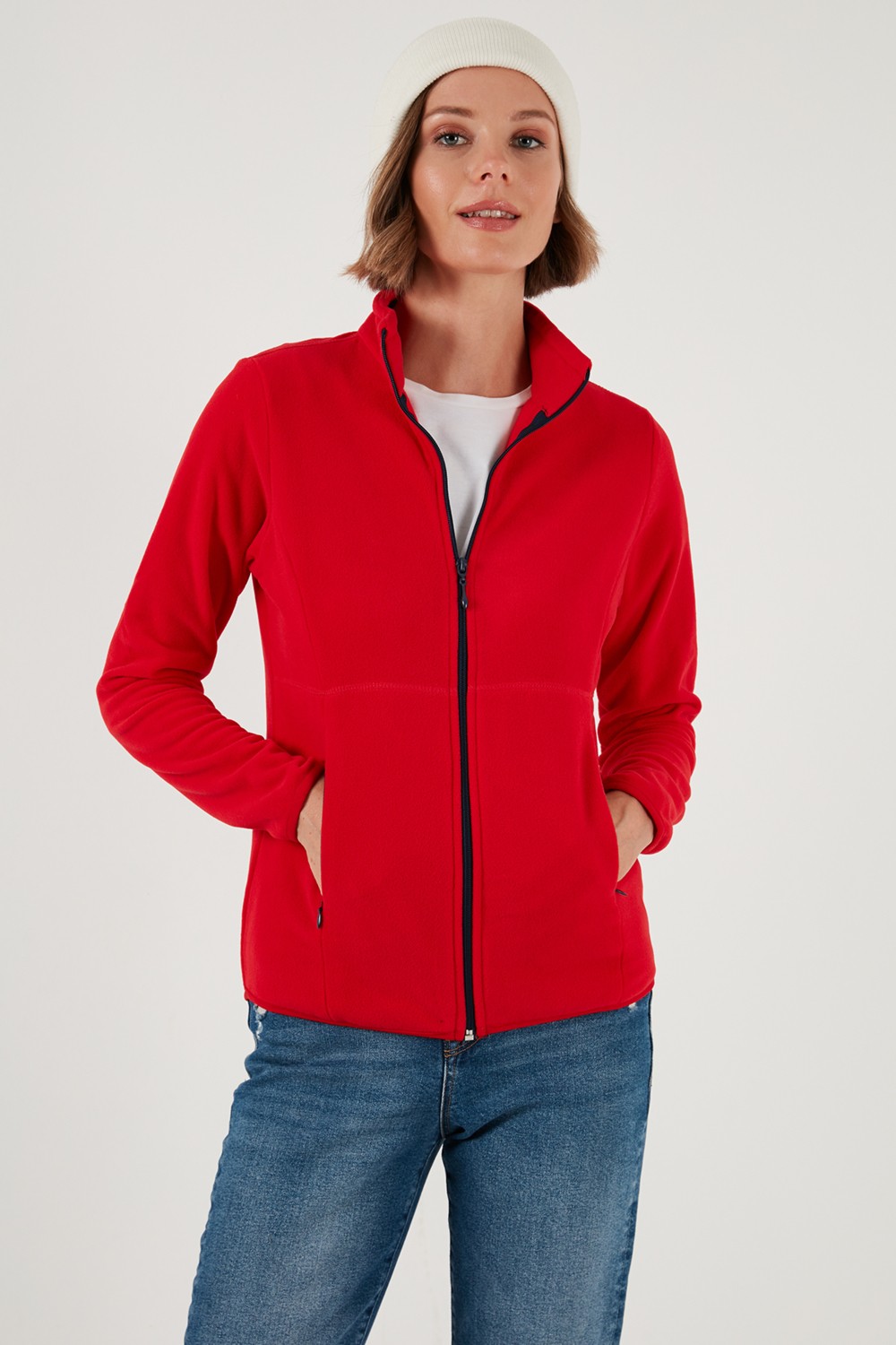 Lela Slim Fit Anti-Pilling Tüylenme Yapmayan Fermuarlı Polar Kadın Hırka 5907012 görsel 2