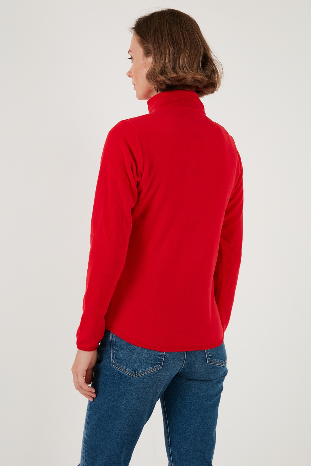 Lela Slim Fit Anti-Pilling Tüylenme Yapmayan Fermuarlı Polar Kadın Hırka 5907012 görsel 6