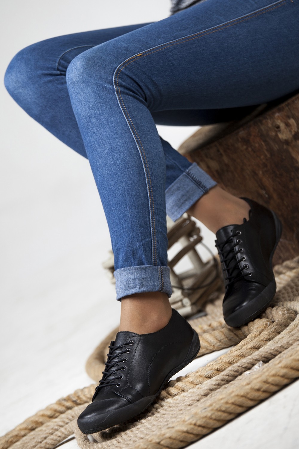 Tarçın Ayakkabı Tarçın Hakiki Deri Siyah Kadın Deri Casual Ayakkabı TRC50-0503 görsel 7