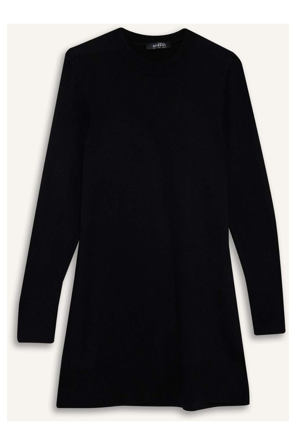 DeFacto Regular Fit Bisiklet Yaka Yırtmaçlı Basic Düz Triko Kazak Tunik H3431AZ24AU görsel 6