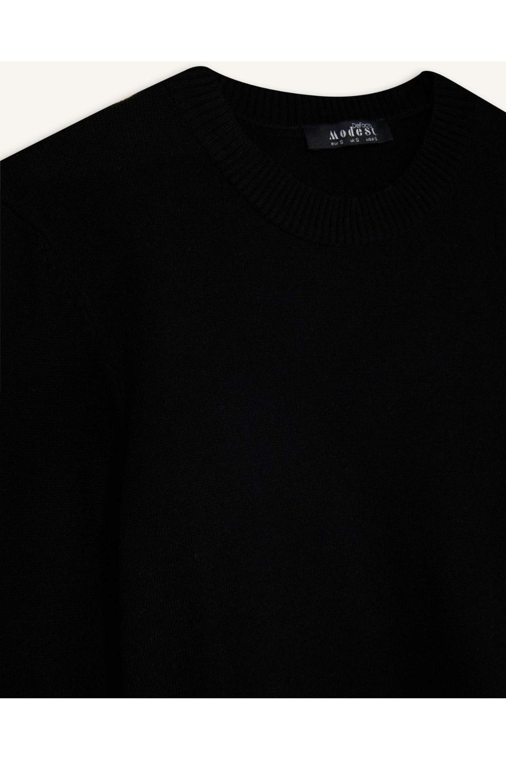 DeFacto Regular Fit Bisiklet Yaka Yırtmaçlı Basic Düz Triko Kazak Tunik H3431AZ24AU görsel 7