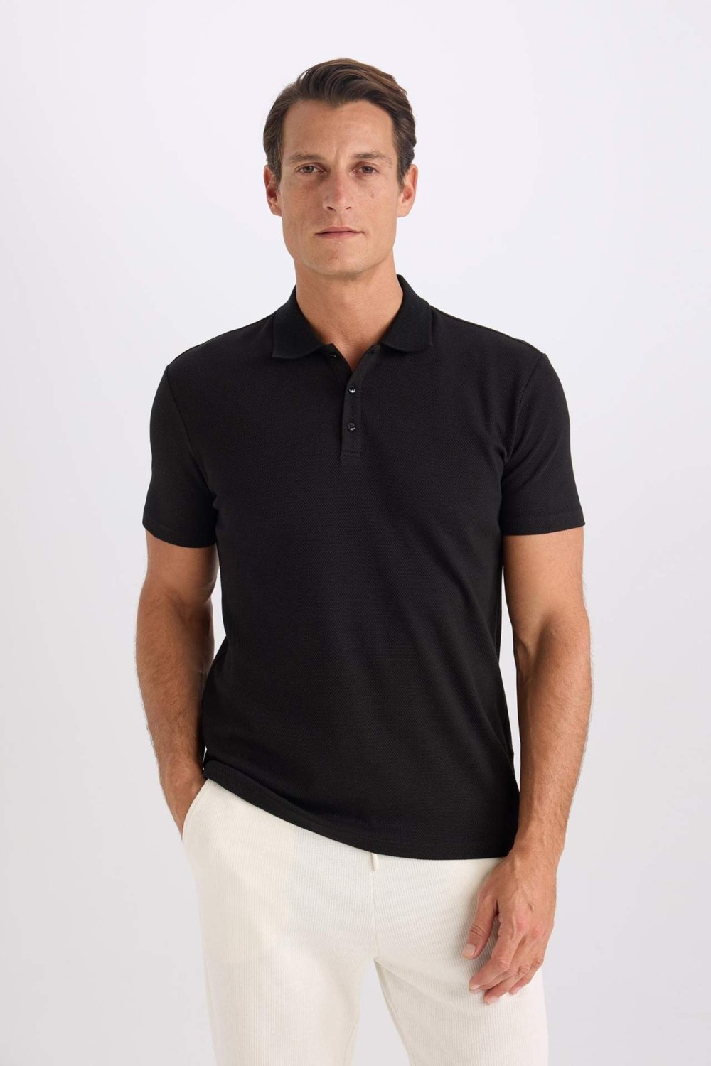DeFacto Slim Fit Polo Yaka Kısa Kollu Pamuklu Modal Karışımlı Basic Tişört M6609AZ25SP