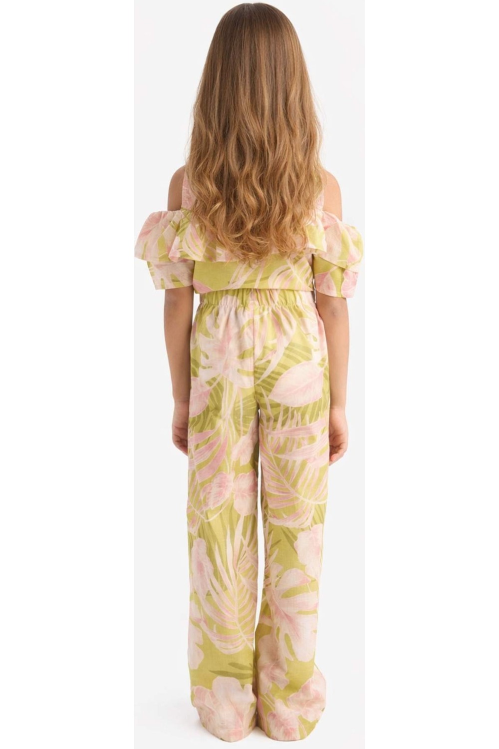 DeFacto %100 Pamuk Wide Leg Geniş Paça Desenli Beli Lastikli Pantolon Kız Çocuk D7610A825SM görsel 6
