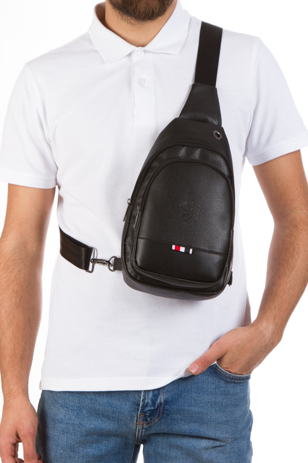 Sannora Bags Unisex Deri Çapraz Askılı Çanta Göğüs Çanta Çift Yönlü Omuz Çanta Kulaklık Çıkışlı Bodybag Günlük
