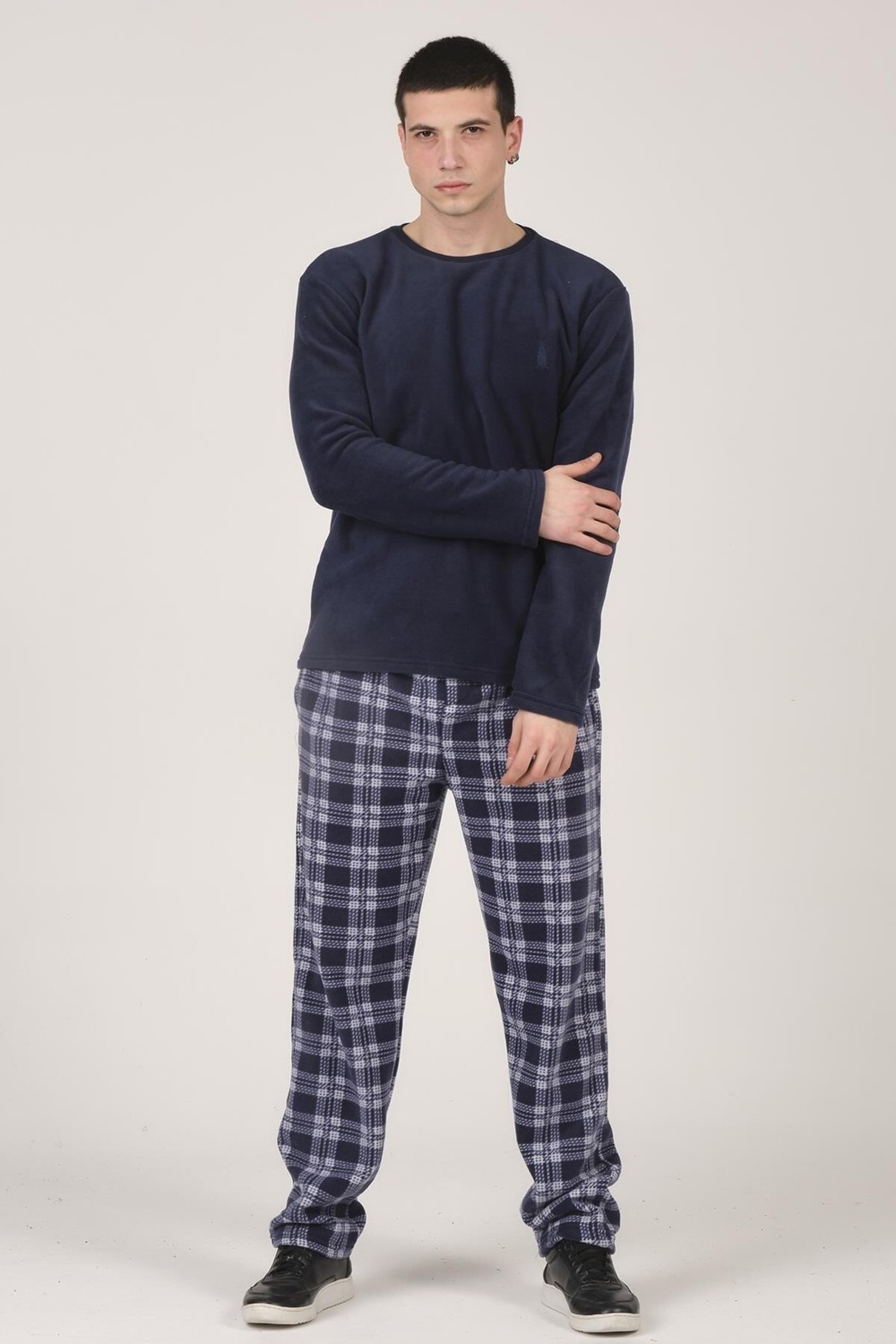 Dofi Erkek 1739 Ekoseli Polar Pijama Takımı Uzun Kol Lastikli Kesim ile Kışa Uygun görsel 8