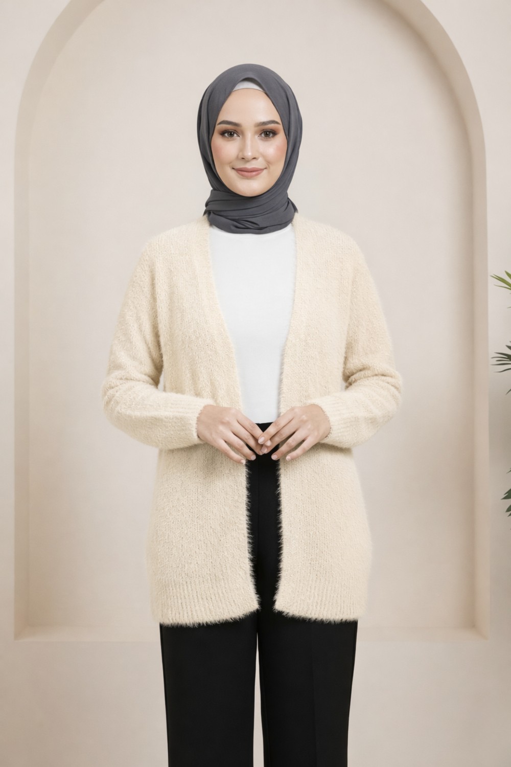 Tesettür Diyarı Triko Frost Hırka- Siyah Standart (36-42 Uyumlu) görsel 6