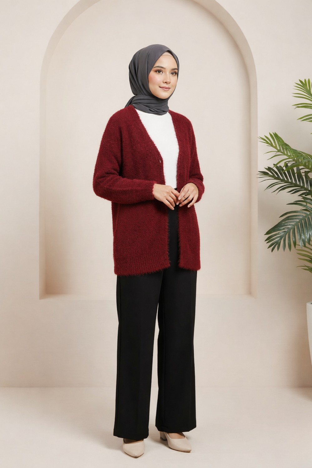 Tesettür Diyarı Triko Frost Hırka- Siyah Standart (36-42 Uyumlu) görsel 7