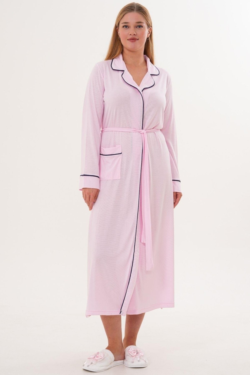 Mecit Pijama Mecit 6309 Pembe Kadın Uzun Sabahlık