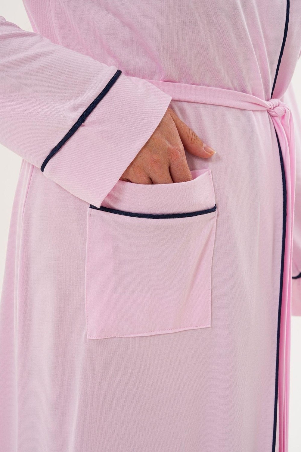 Mecit Pijama Mecit 6309 Pembe Kadın Uzun Sabahlık görsel 4