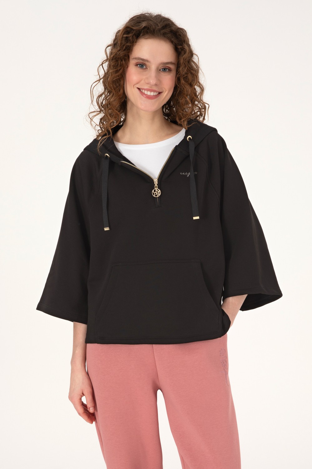 U.S. Polo Assn. Kadın Siyah Basic Sweatshirt 50319959-VR046
