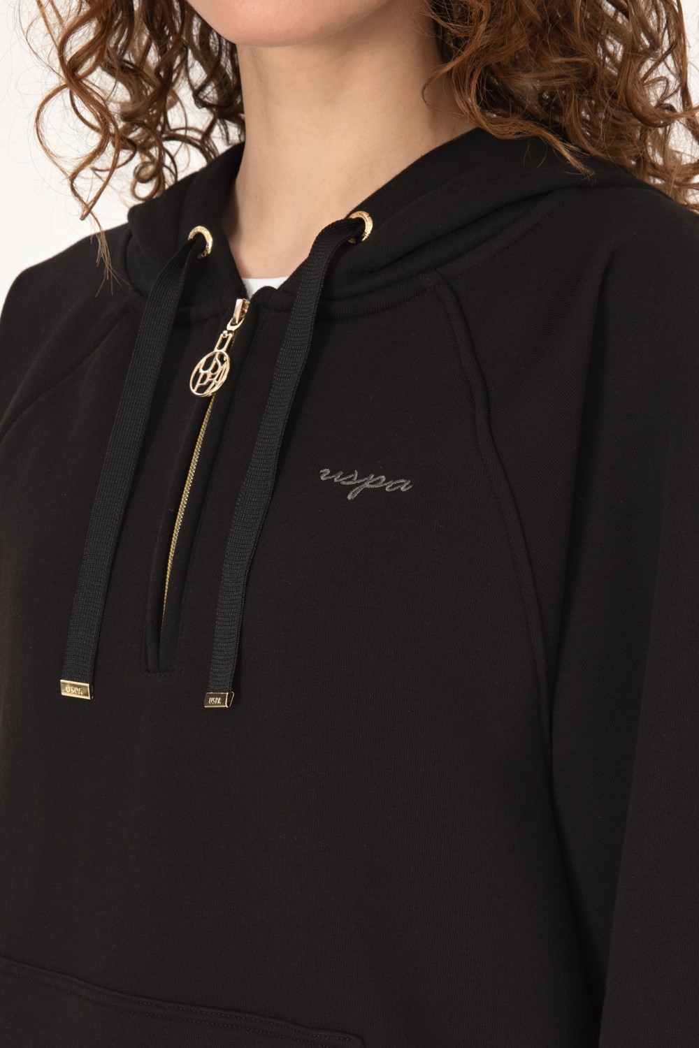 U.S. Polo Assn. Kadın Siyah Basic Sweatshirt 50319959-VR046 görsel 7