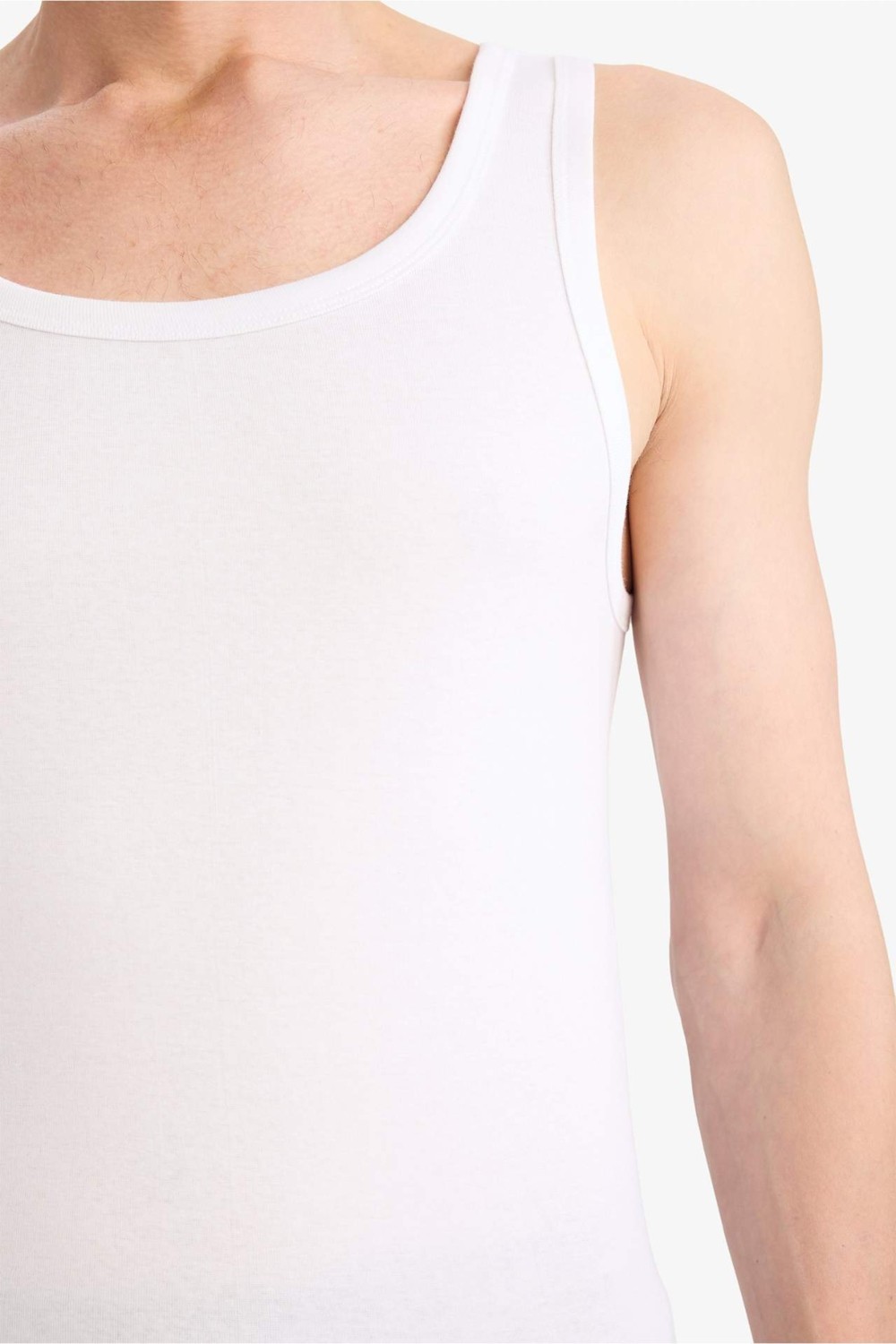 DeFacto %100 Pamuk Slim Fit Ribana 2'li Atlet Y9056AZ26SP görsel 5