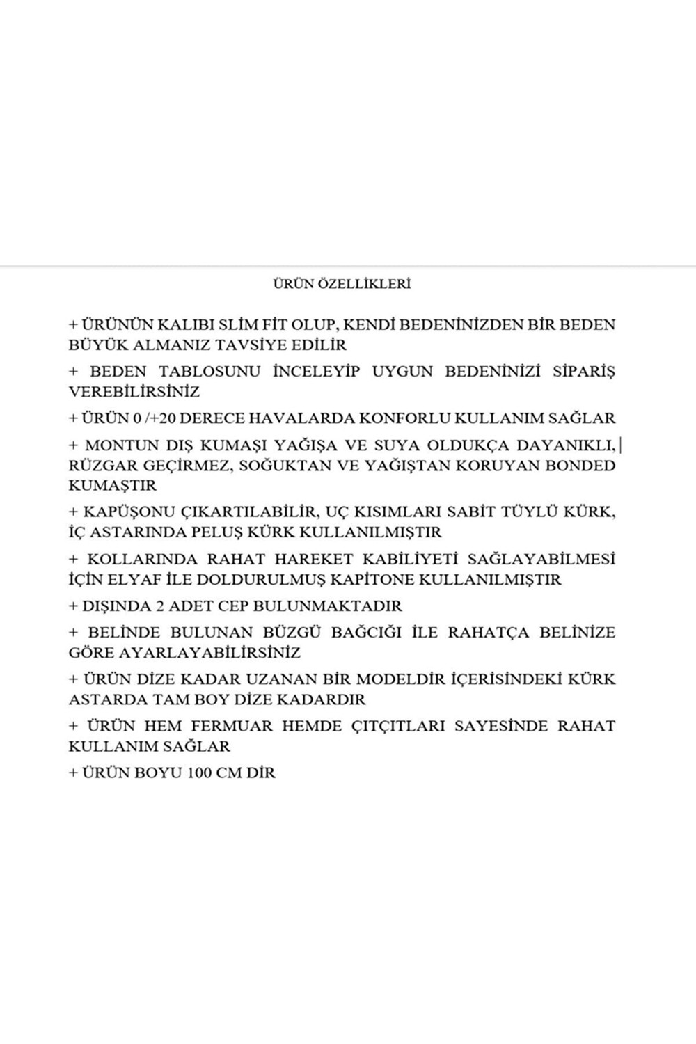 TUTveAL Collection Kadın Suya Dayanıklı Büyük Beden Mont Kapüşonlu Uzun Siyah Mont Bonded Kumaş Içi Kürklü Mont görsel 5