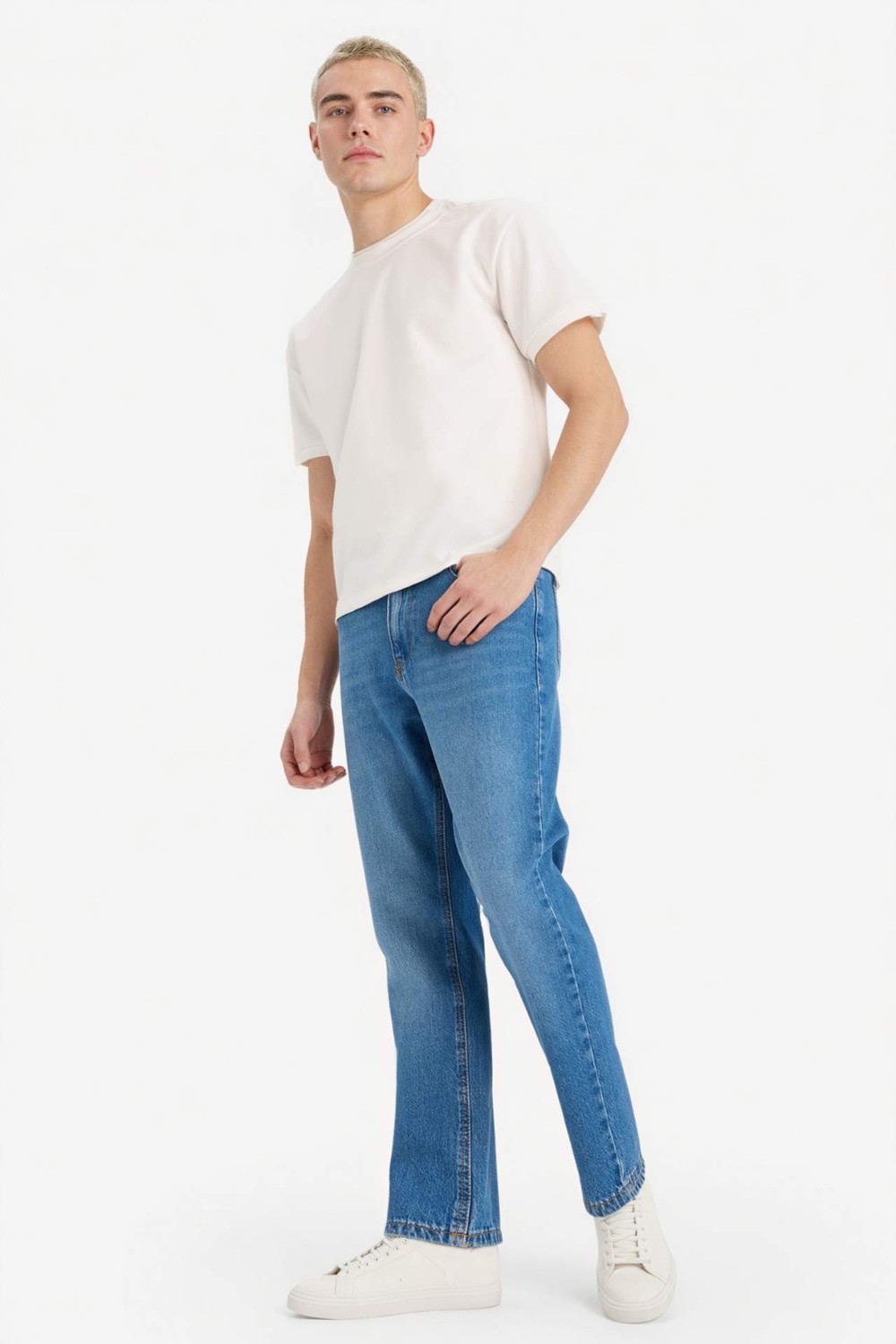 DeFacto Slim Fit Normal Bel Dar Paça Jean Pantolon D8602AX26SP görsel 2