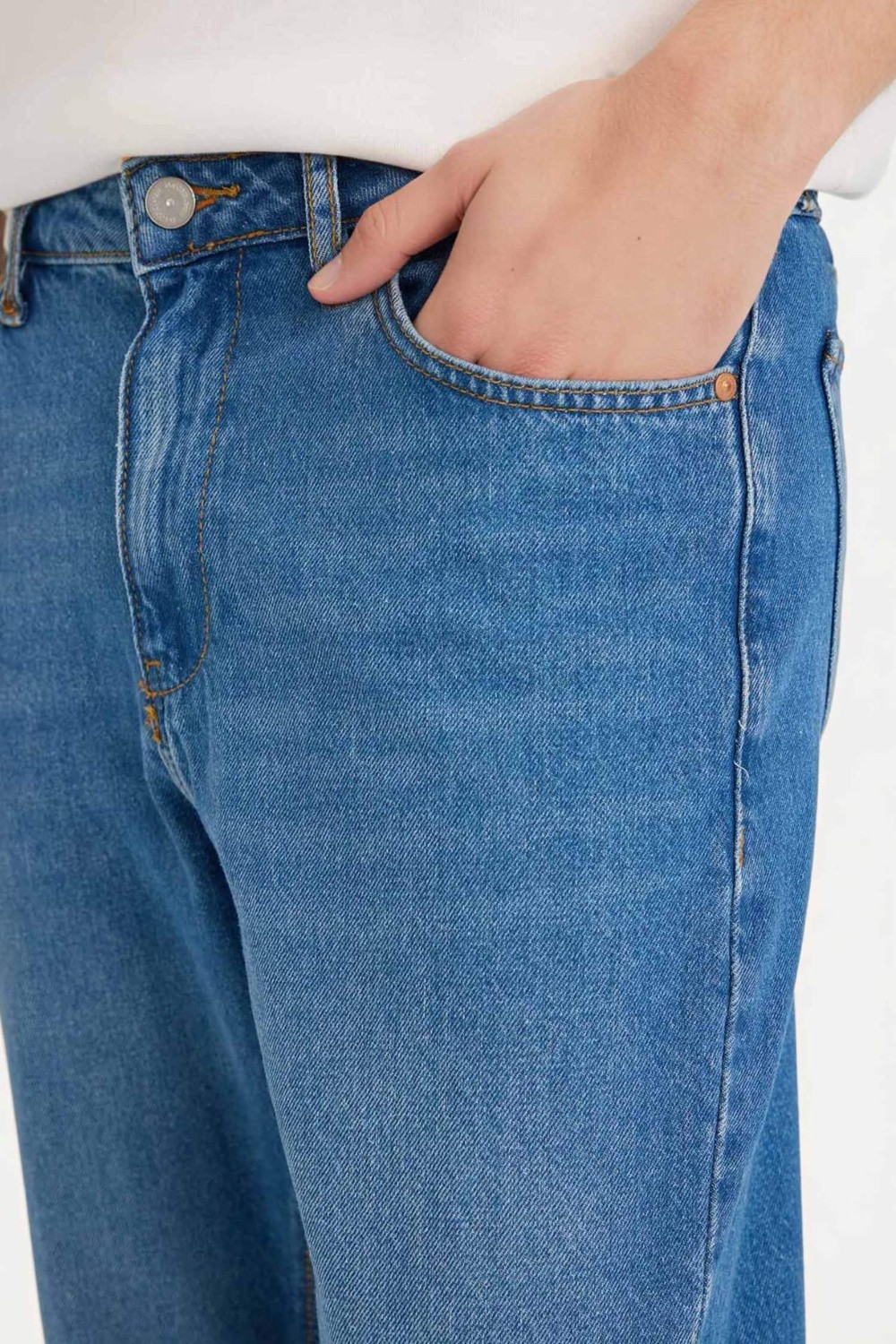DeFacto Slim Fit Normal Bel Dar Paça Jean Pantolon D8602AX26SP görsel 4