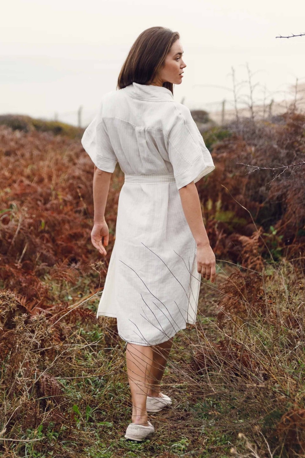 Jojomia Natura Kısa Kollu Şal Yaka Çizgili Kadın Sabahlık / Kimono görsel 5