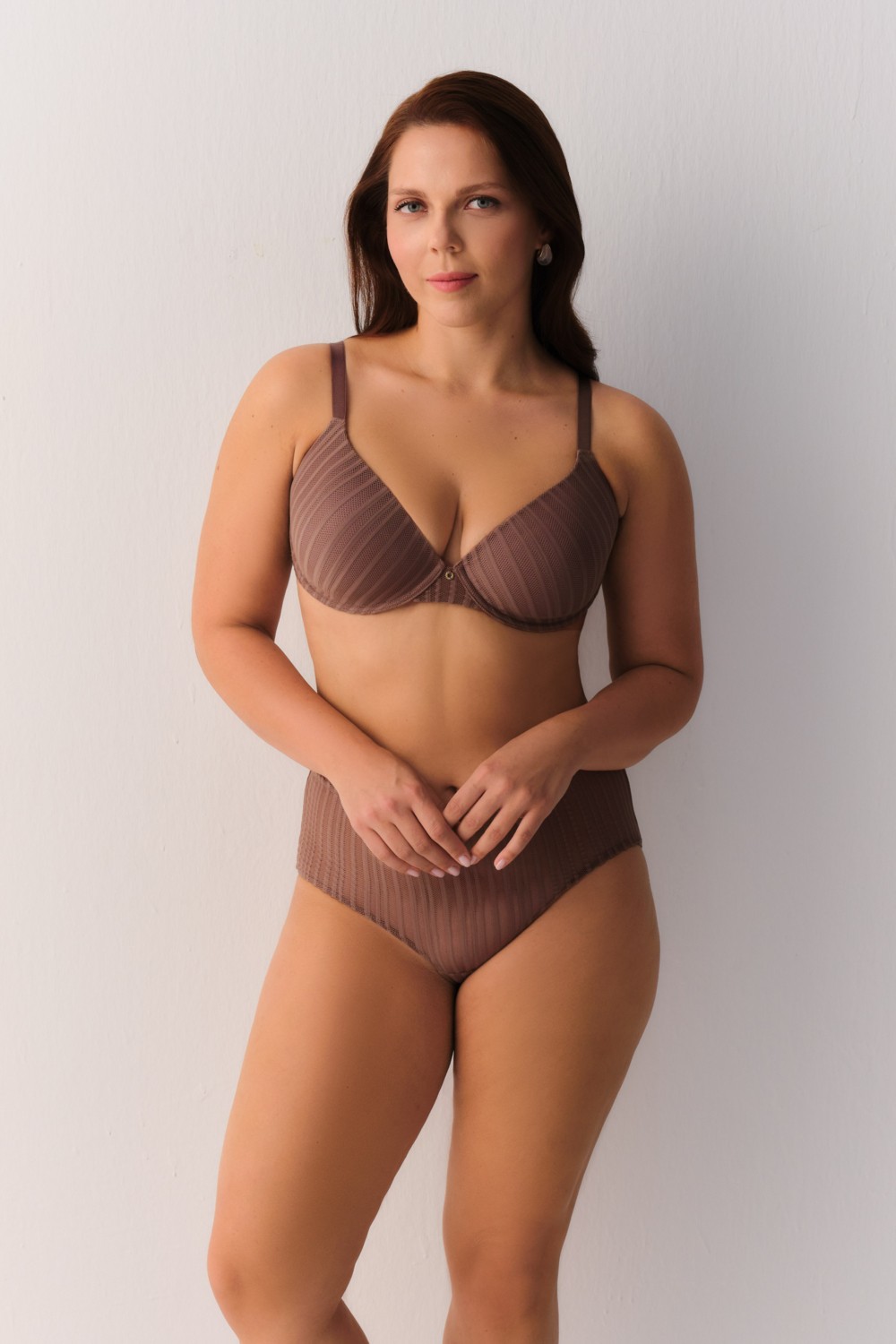 Suwen Stripe Basic Yüksek Bel Slip Külot görsel 3