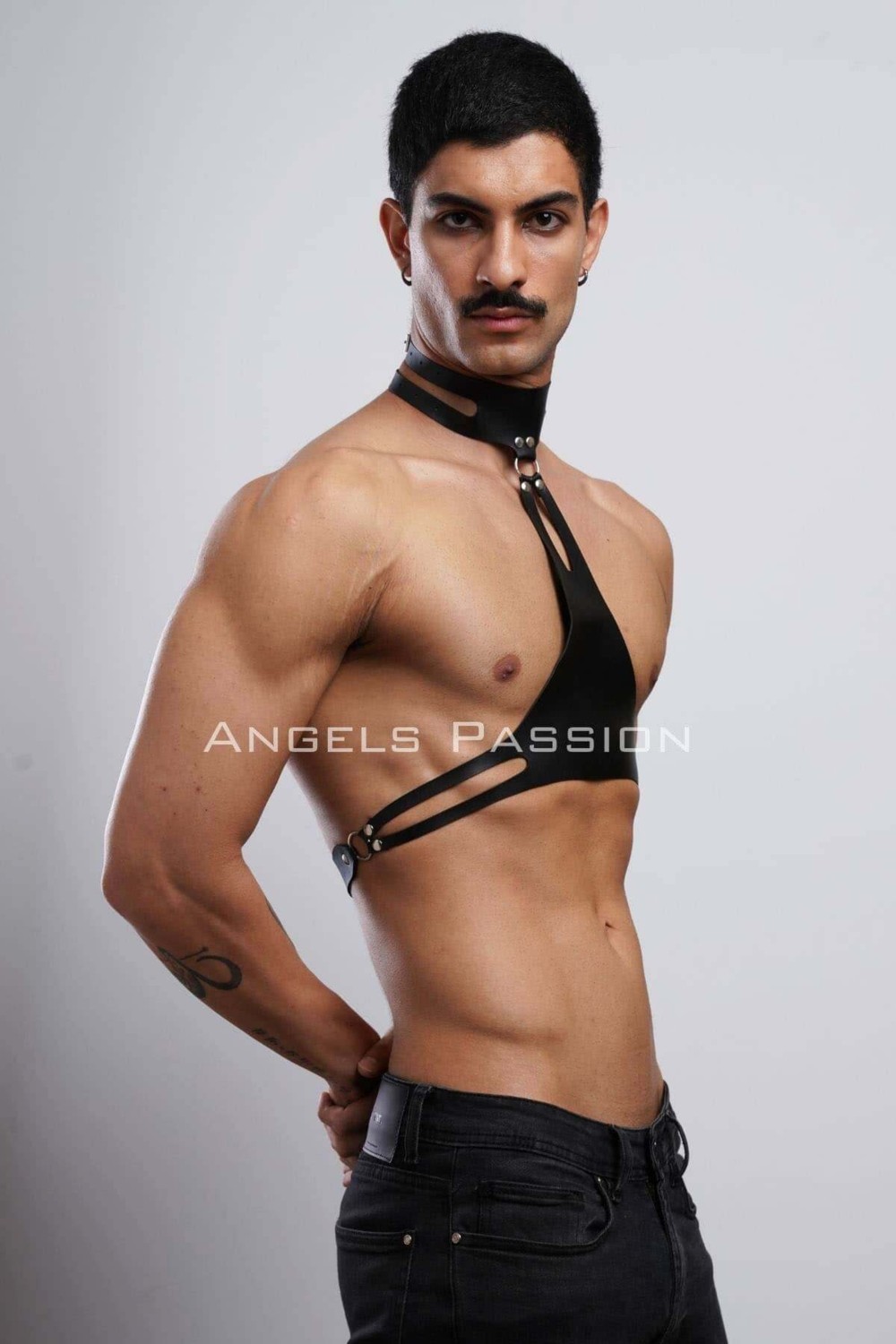 Motto10 Butik Erkek Parti Aksesuarı, Şık Deri Harness Kemer, Erkek Deri Göğüs Harness - APFTM113 görsel 5