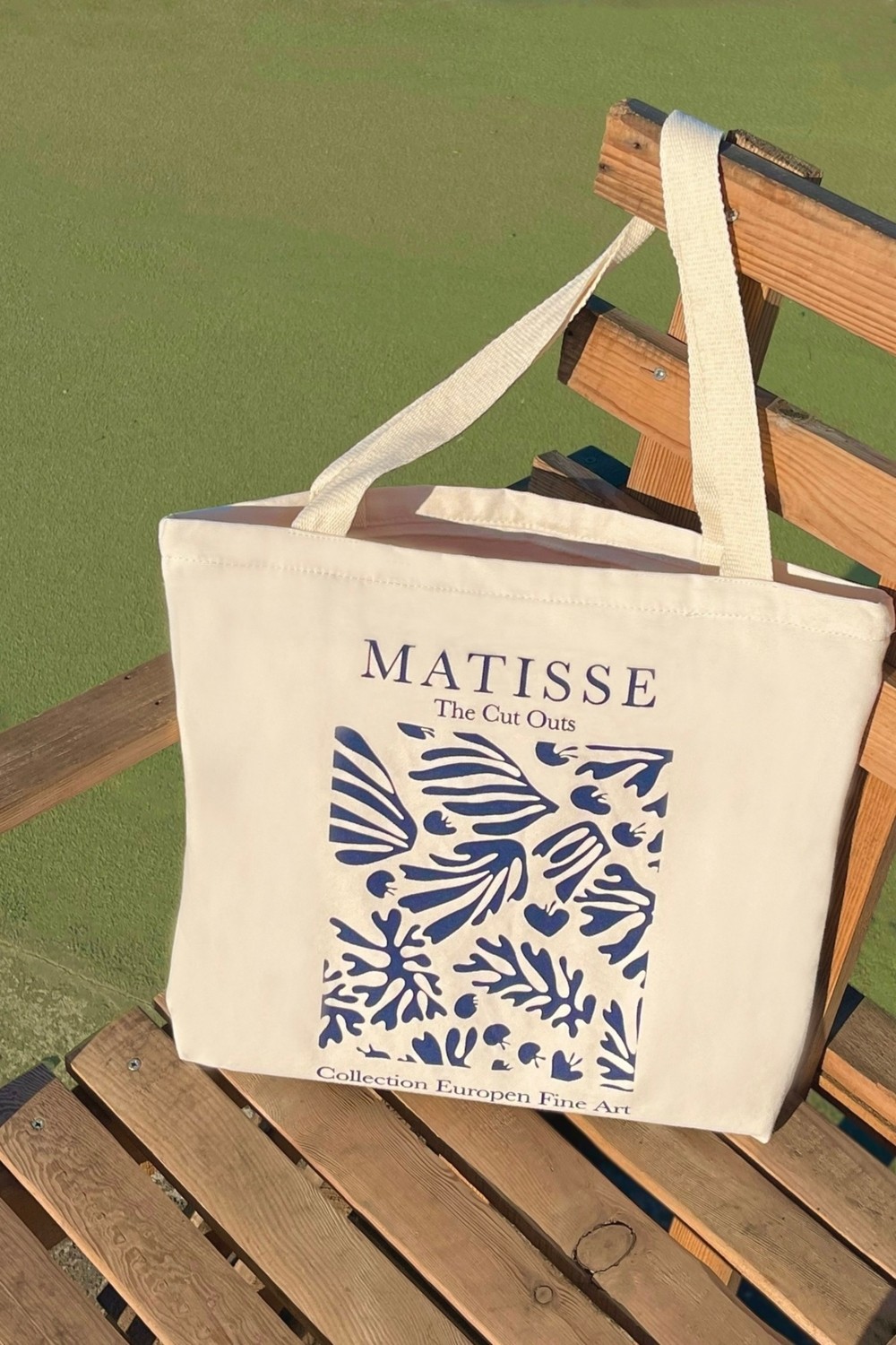 Giftora Matisse Desenli Bez Çanta - Sanatsal Kanvas Omuz Çantası - Kadın Alışveriş Çantası