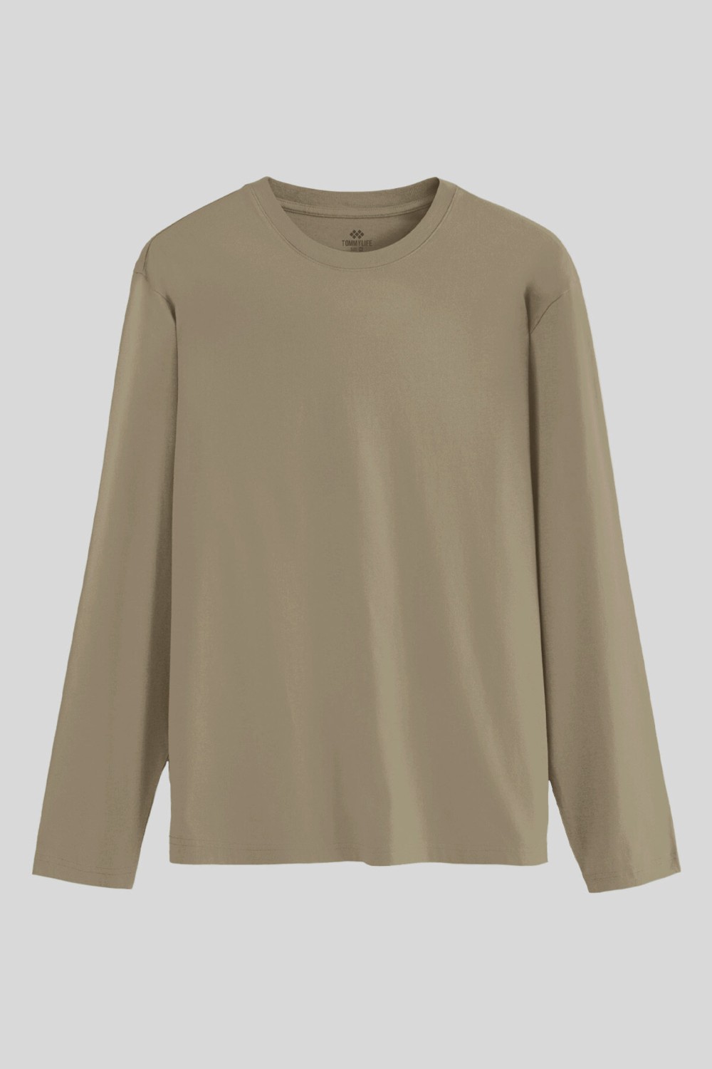 Tommy Life Koyu Bej Standart Fit Basic O Yaka Uzun Kollu İnce Erkek T-Shirt - 87997 görsel 7