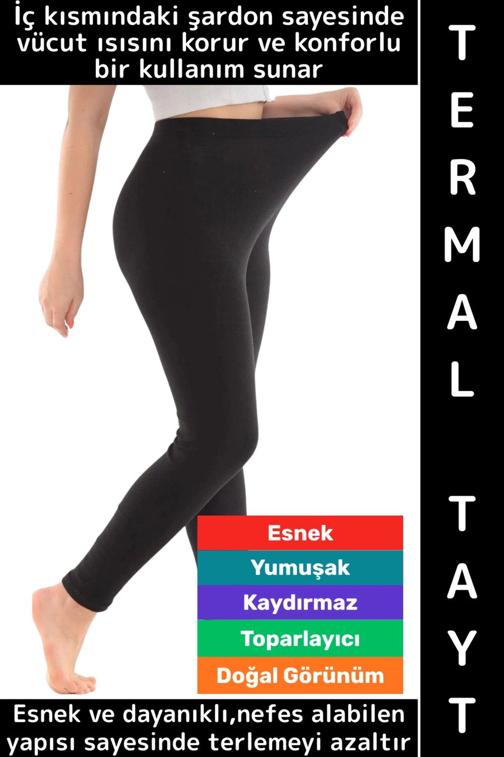 Wintoup Gündelik Spor Kullanım Kışın Sıcak Tutan Toparlayıcı Esnek Konforlu Içi Şardonlu Kadın Termal Tayt