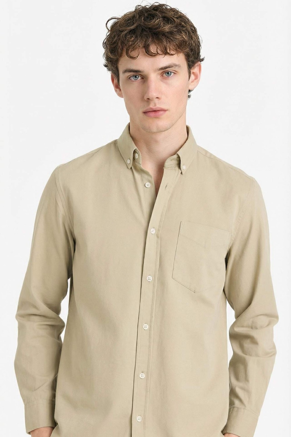 DeFacto %100 Pamuk Regular Fit Polo Yaka Gabardin Uzun Kollu Gömlek F1261AX26SP görsel 3