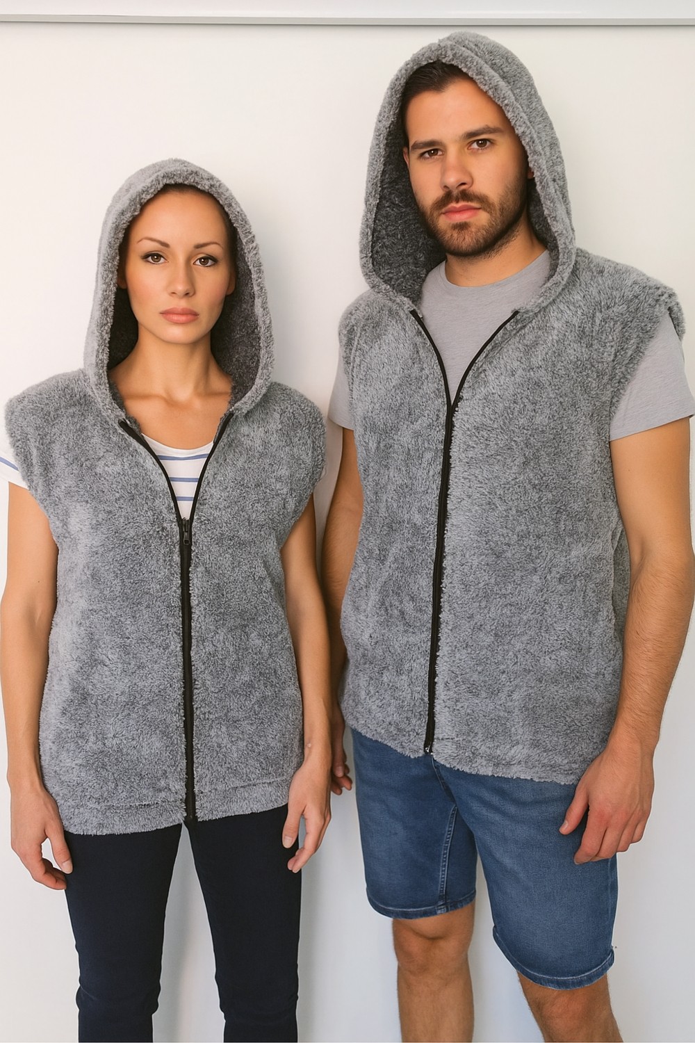 Sweet's Collection Yelek Kadın Welsoft Peluş Kapüşonlu