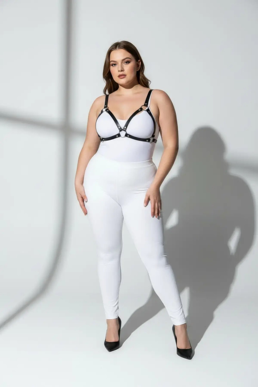 Motto10 Butik Büyük Beden Siyah Kadın Deri Harness Takım Halka Detaylı Sütyen Aksesuarı - APFT190 görsel 4