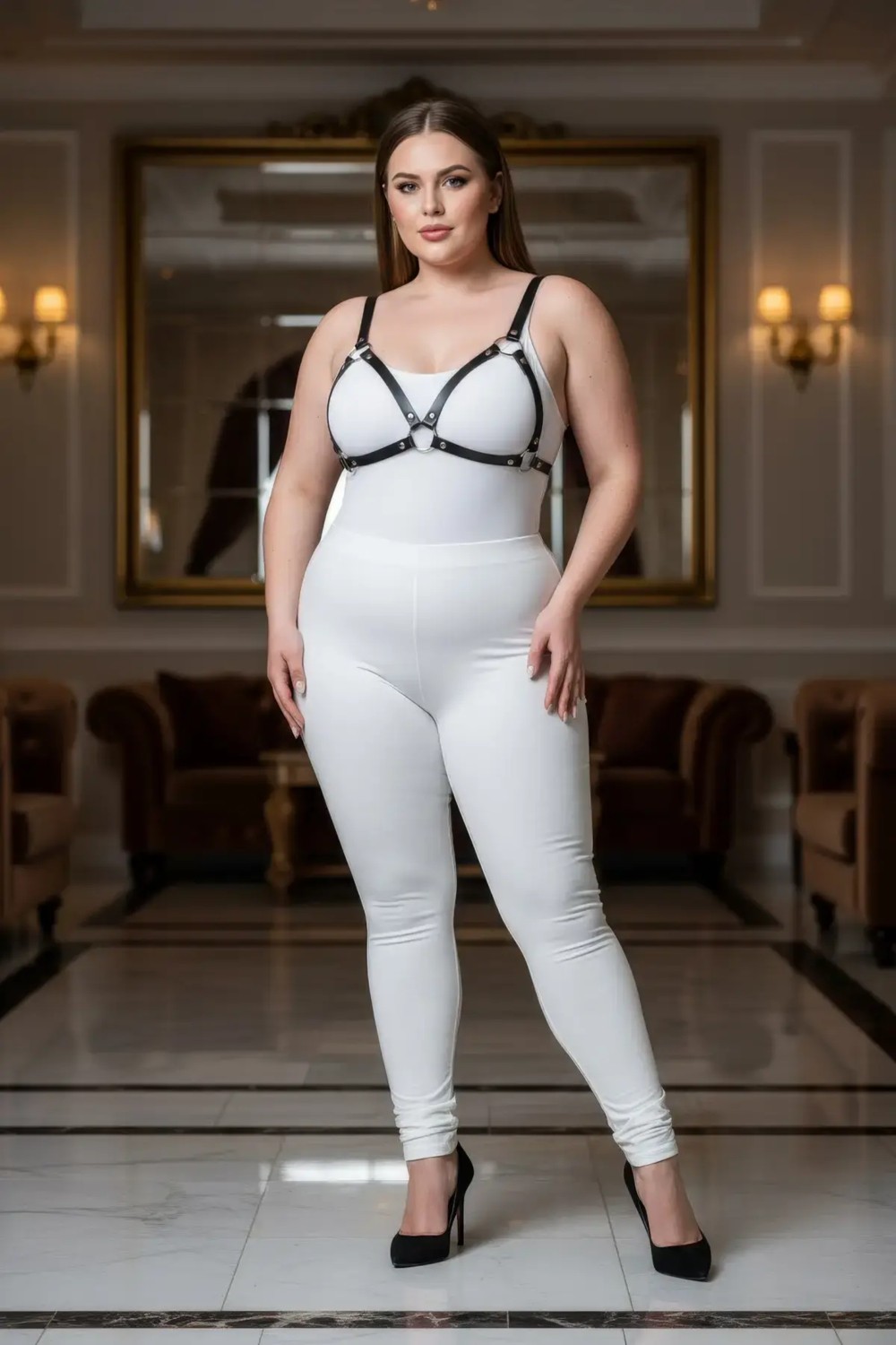 Motto10 Butik Büyük Beden Siyah Kadın Deri Harness Takım Halka Detaylı Sütyen Aksesuarı - APFT190 görsel 5