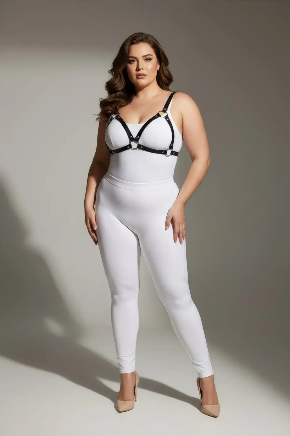 Motto10 Butik Büyük Beden Siyah Kadın Deri Harness Takım Halka Detaylı Sütyen Aksesuarı - APFT190 görsel 7