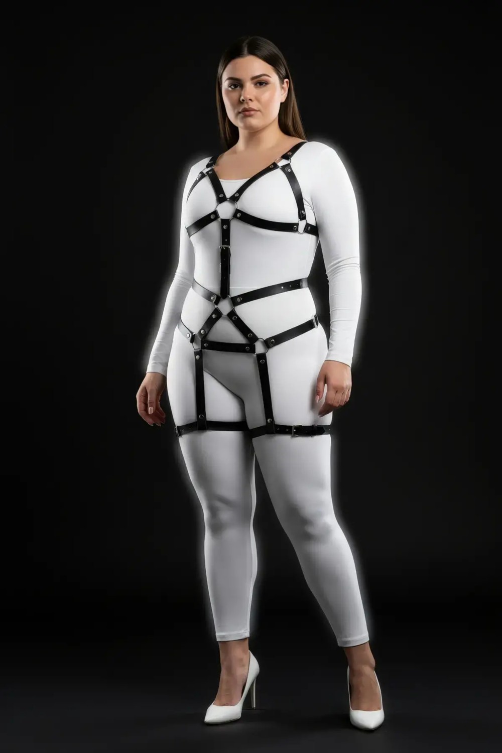 Motto10 Butik HDY MOTTO10 Butik Büyük Beden Siyah Kadın Harness Takım Deri Body Fantezi Aksesuar - APFT750 görsel 7