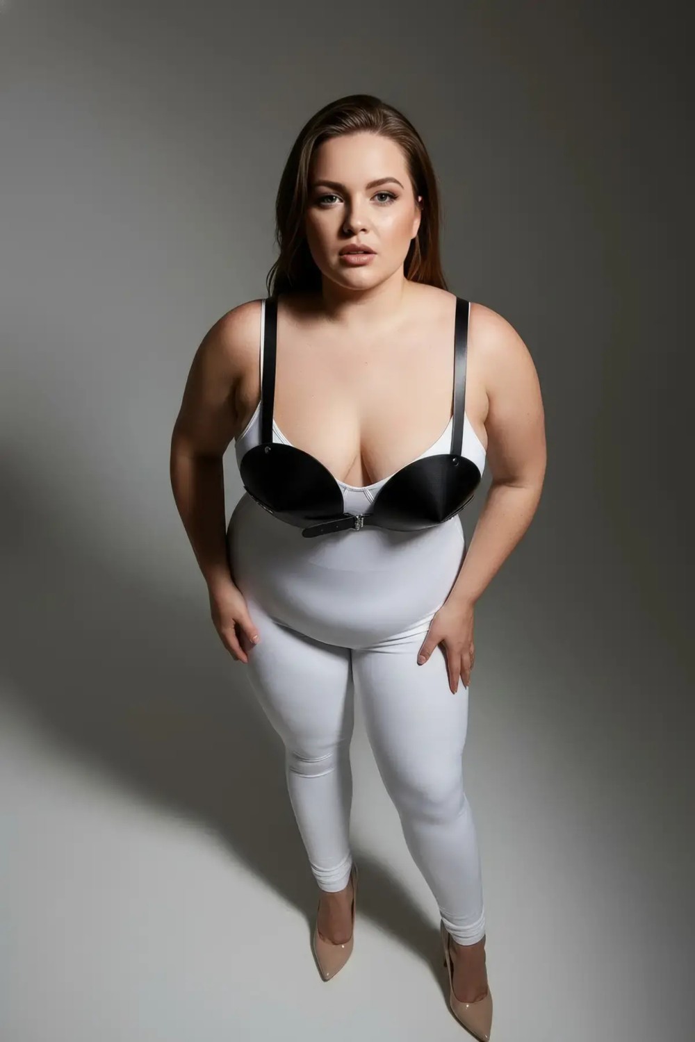 Motto10 Butik Büyük Beden Siyah Kadın Harness Takım Deri Büstiyer Vücut Aksesuarı - APFT250