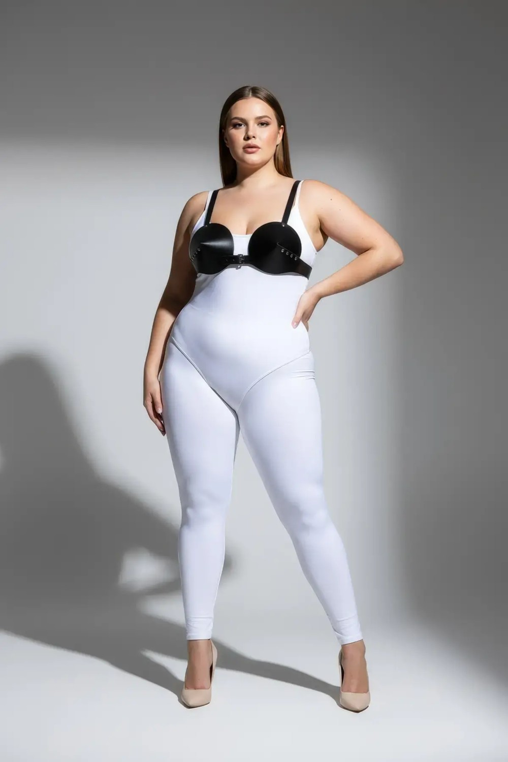 Motto10 Butik Büyük Beden Siyah Kadın Harness Takım Deri Büstiyer Vücut Aksesuarı - APFT250 görsel 2