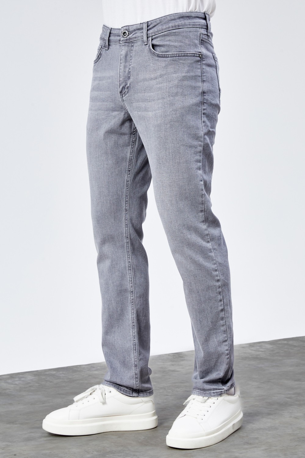 Hlt Jeans Erkek Gri Regular Jeans Likralı Esnek Kot Pantolon HLTHE001983 görsel 6