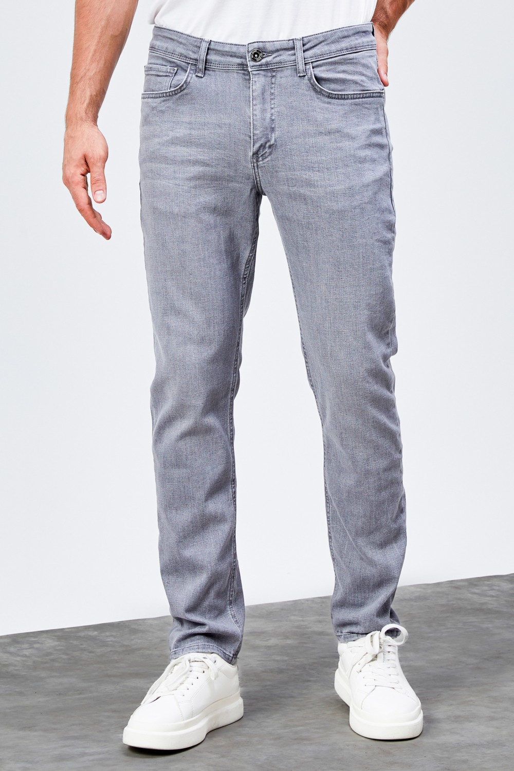 Hlt Jeans Erkek Gri Regular Jeans Likralı Esnek Kot Pantolon HLTHE001983 görsel 7