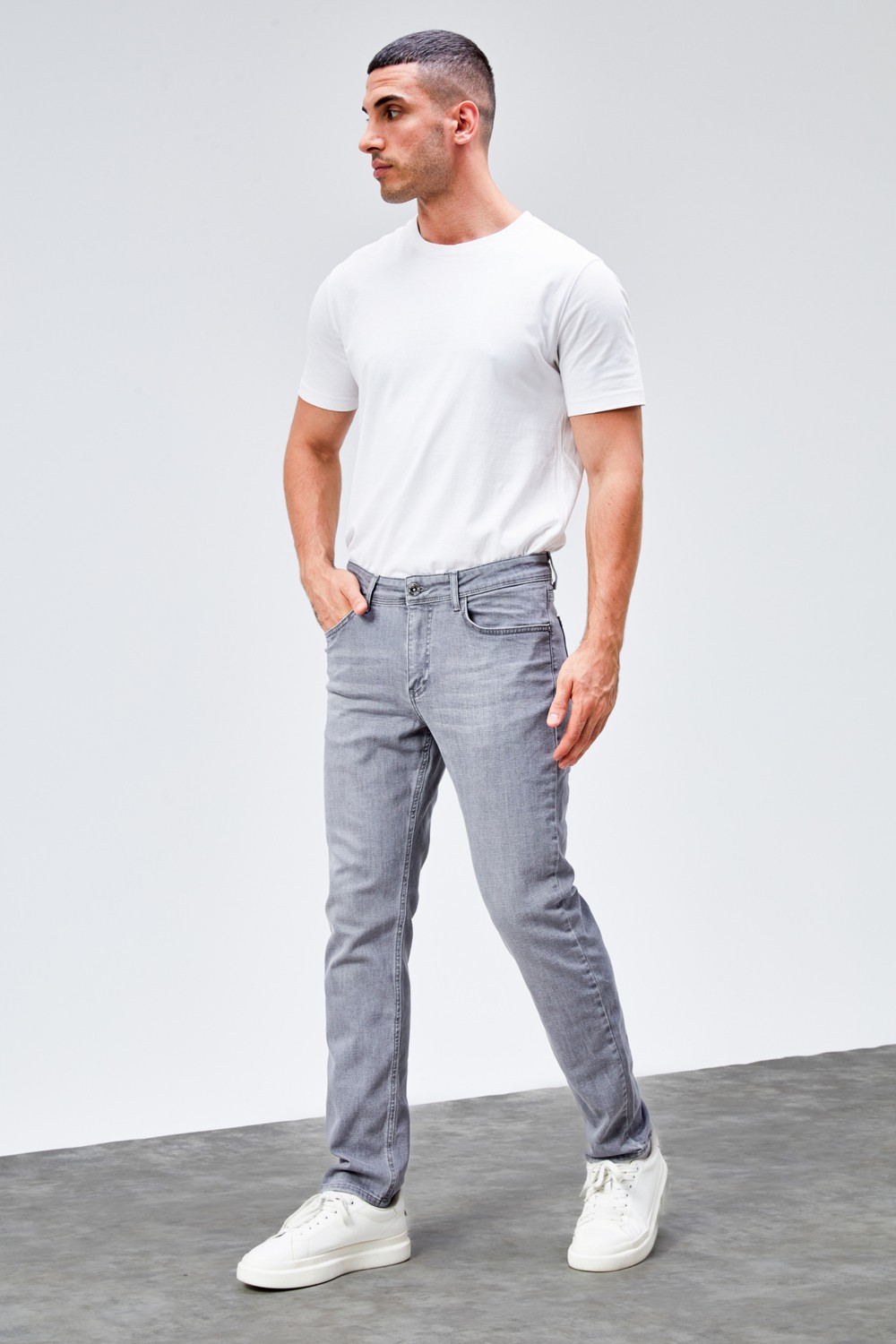 Hlt Jeans Erkek Gri Regular Jeans Likralı Esnek Kot Pantolon HLTHE001983 görsel 8